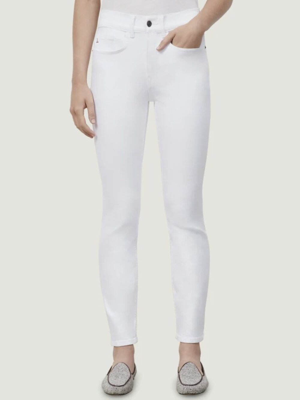 Lafayette 148 New York Womens White High Rise Straight Ankle Reeve Jeans Size 29